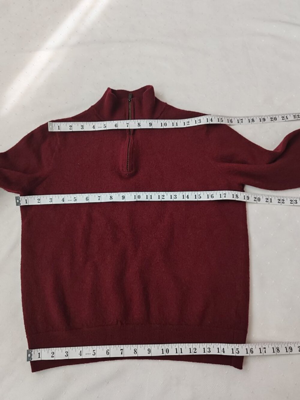 Christian Lacroix Extra Fine Merino Wool 1/4 Zip Sweater Burgundy L - Picture 7 of 10